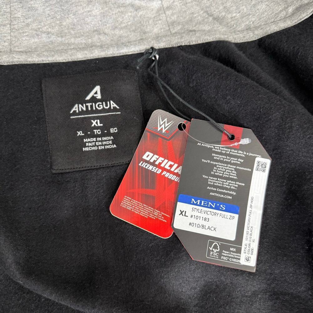 WWE Men's Antigua Black "Rowdy" Roddy Piper Victory Full-Zip Hoodie, XL - Picture 5 of 7